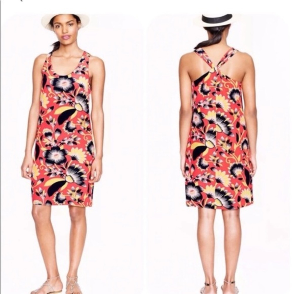 J.Crew hibiscus silk twist back dress